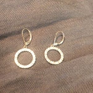 Circle Silver and Crystal Earrings 3/4” diameter